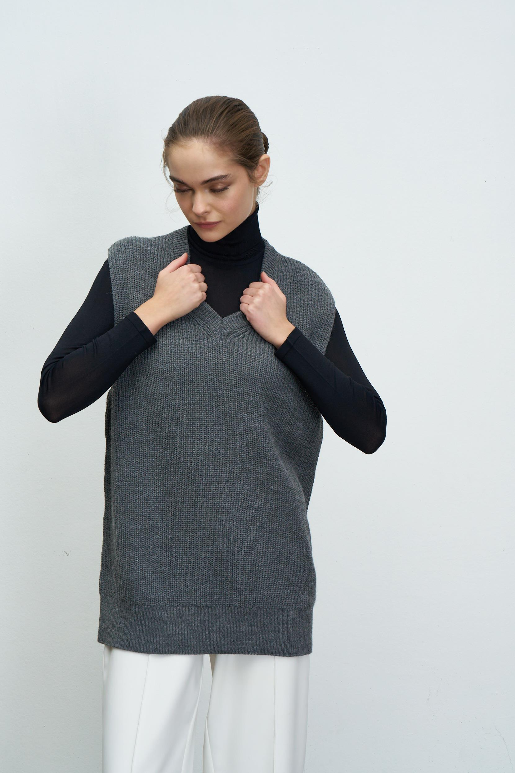 OVERSIZE TRİKO SÜVETER ANTRASİT