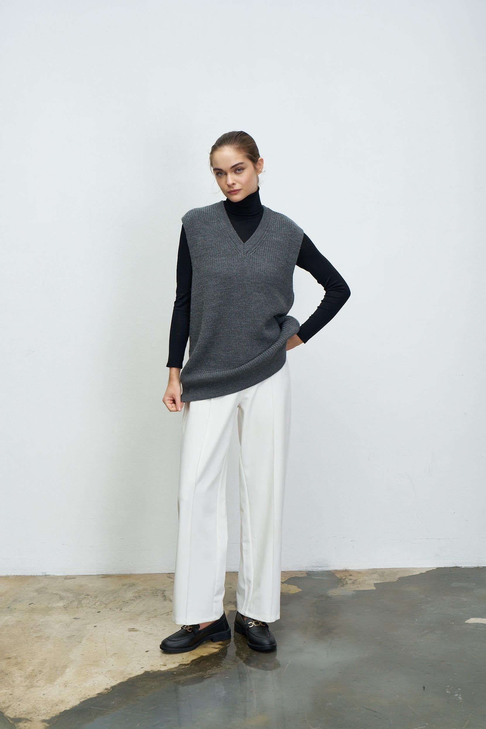 OVERSIZE TRİKO SÜVETER ANTRASİT