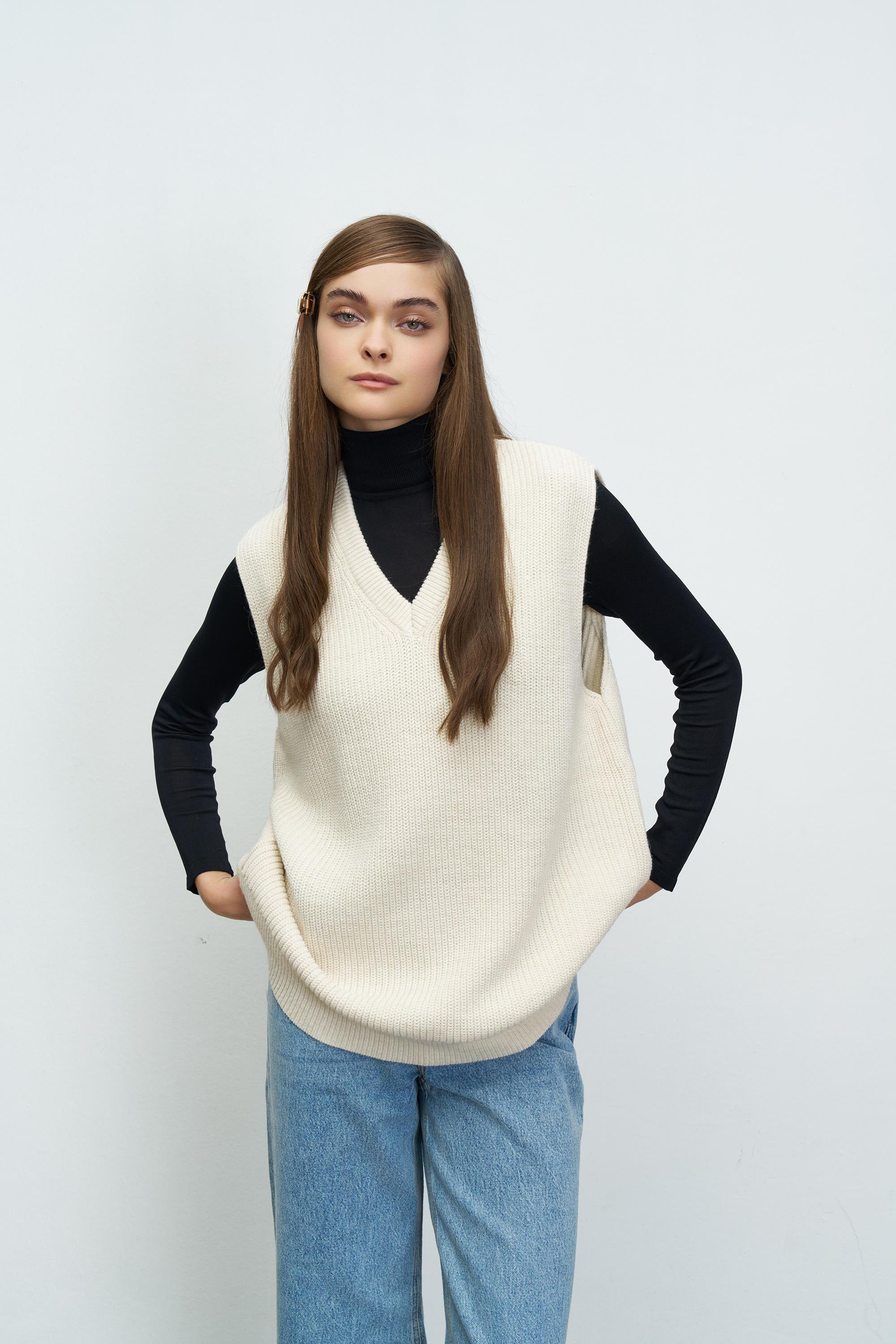 OVERSIZE TRİKO SÜVETER BEJ