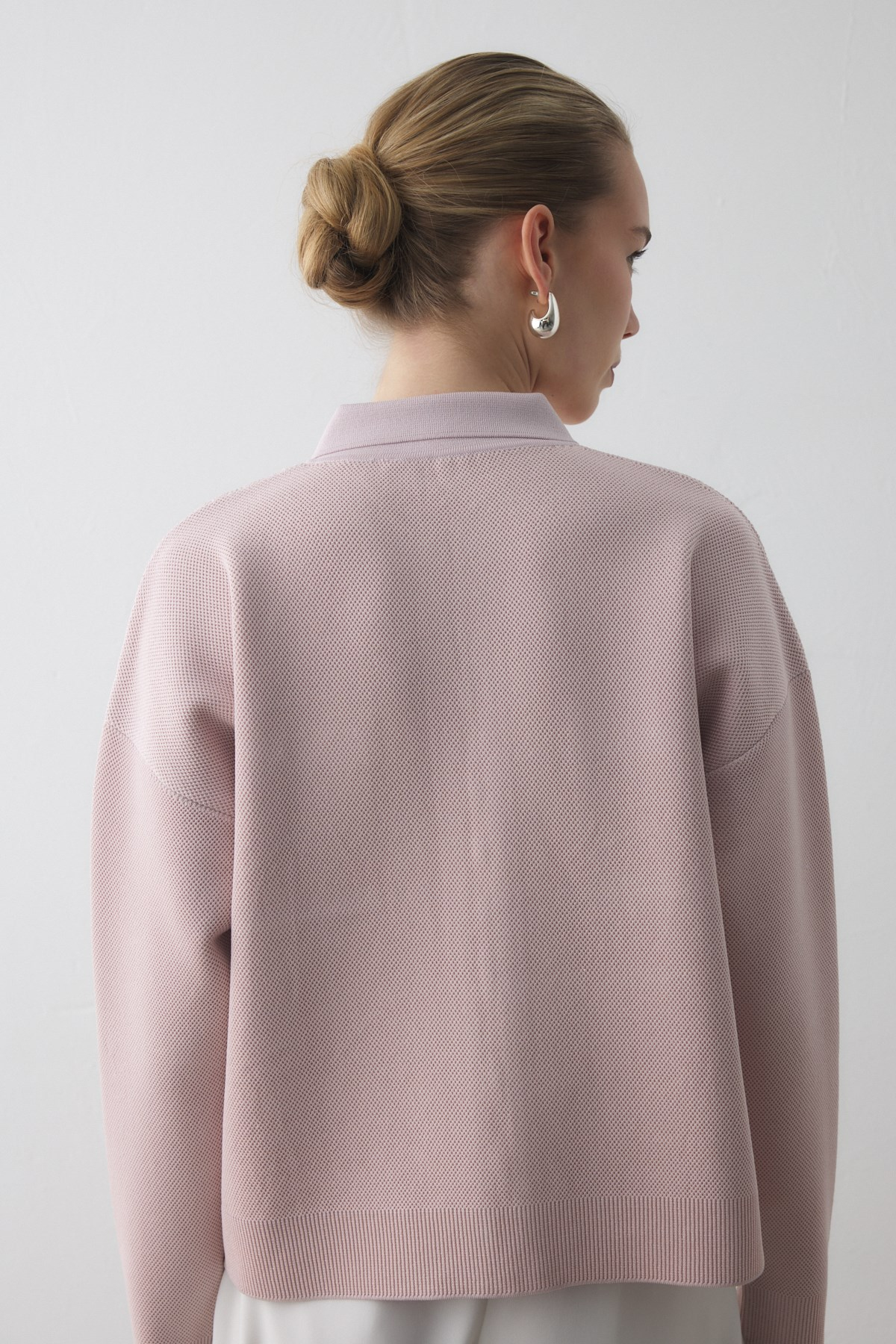 SİM EFEKTLİ ÖRME CEKET PUDRA