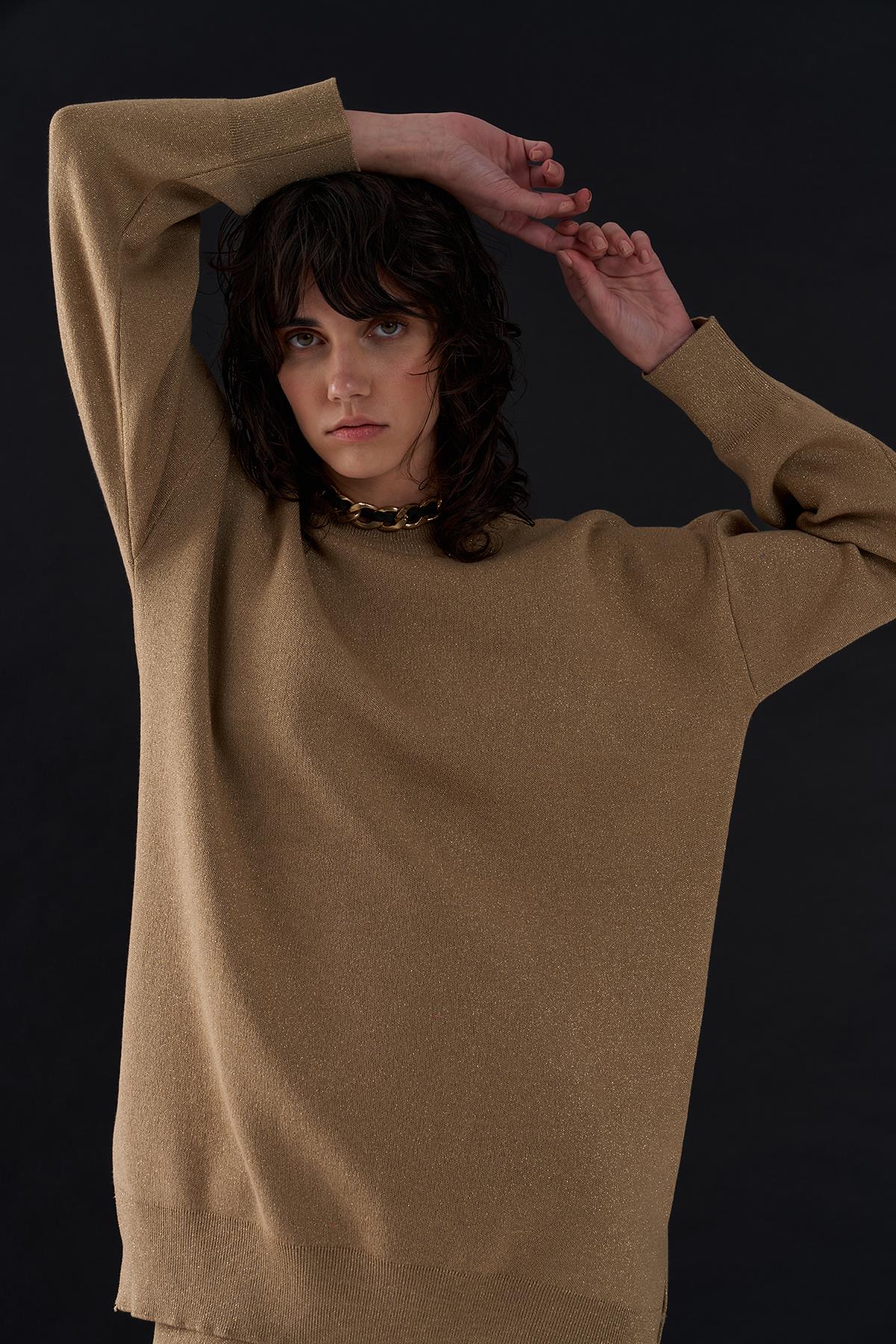 Simli Triko Sweat Gold