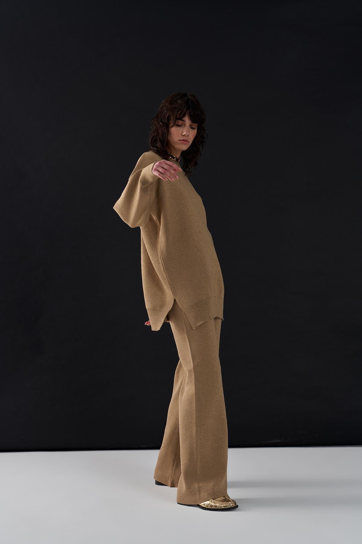 Simli Triko Sweat Gold