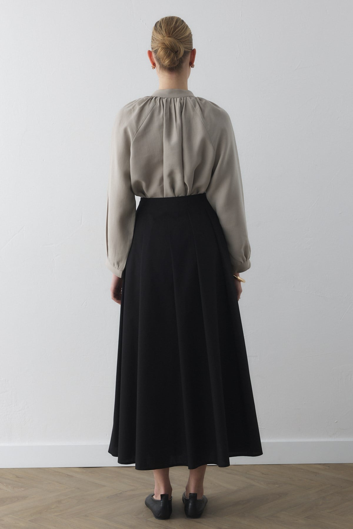 SOFT VOLUME POPLİN ETEK SİYAH