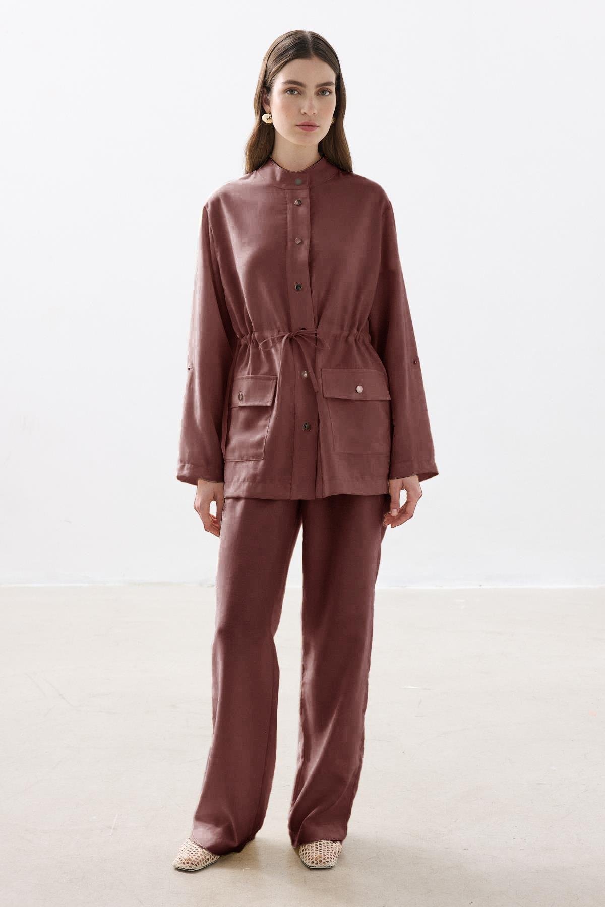 TENCEL PALAZZO PANTOLON BORDO
