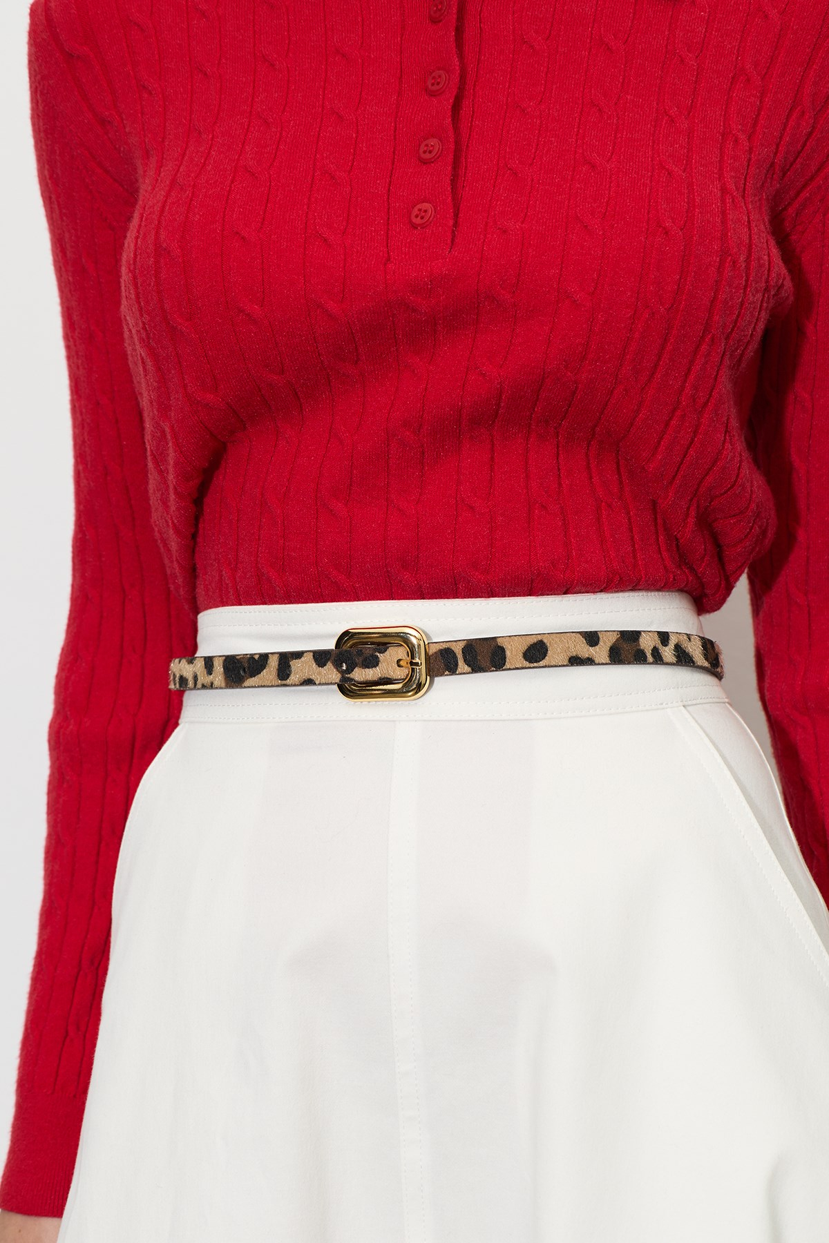 Wild Stripe Suni Deri Kemer Leopar