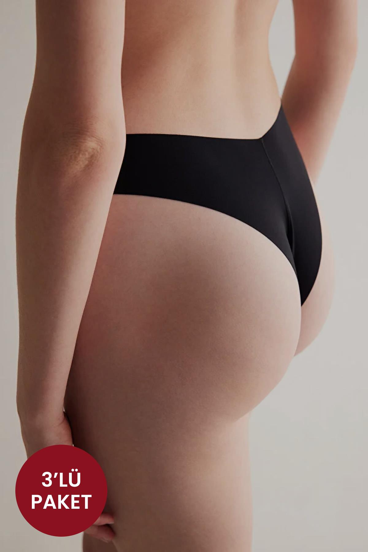 3'lü Paket Brazilian Lazer Kesim  Külot 583 Siyah