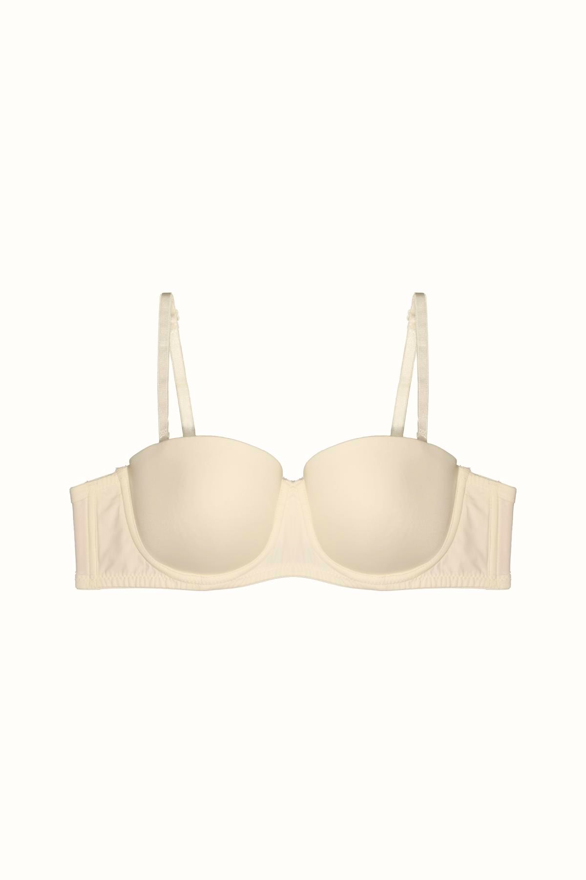 3'lü Paket Dolgusuz Straplez Yumuşak Kaplı Örme Sütyen C38020 Siyah/Beyaz/Ten