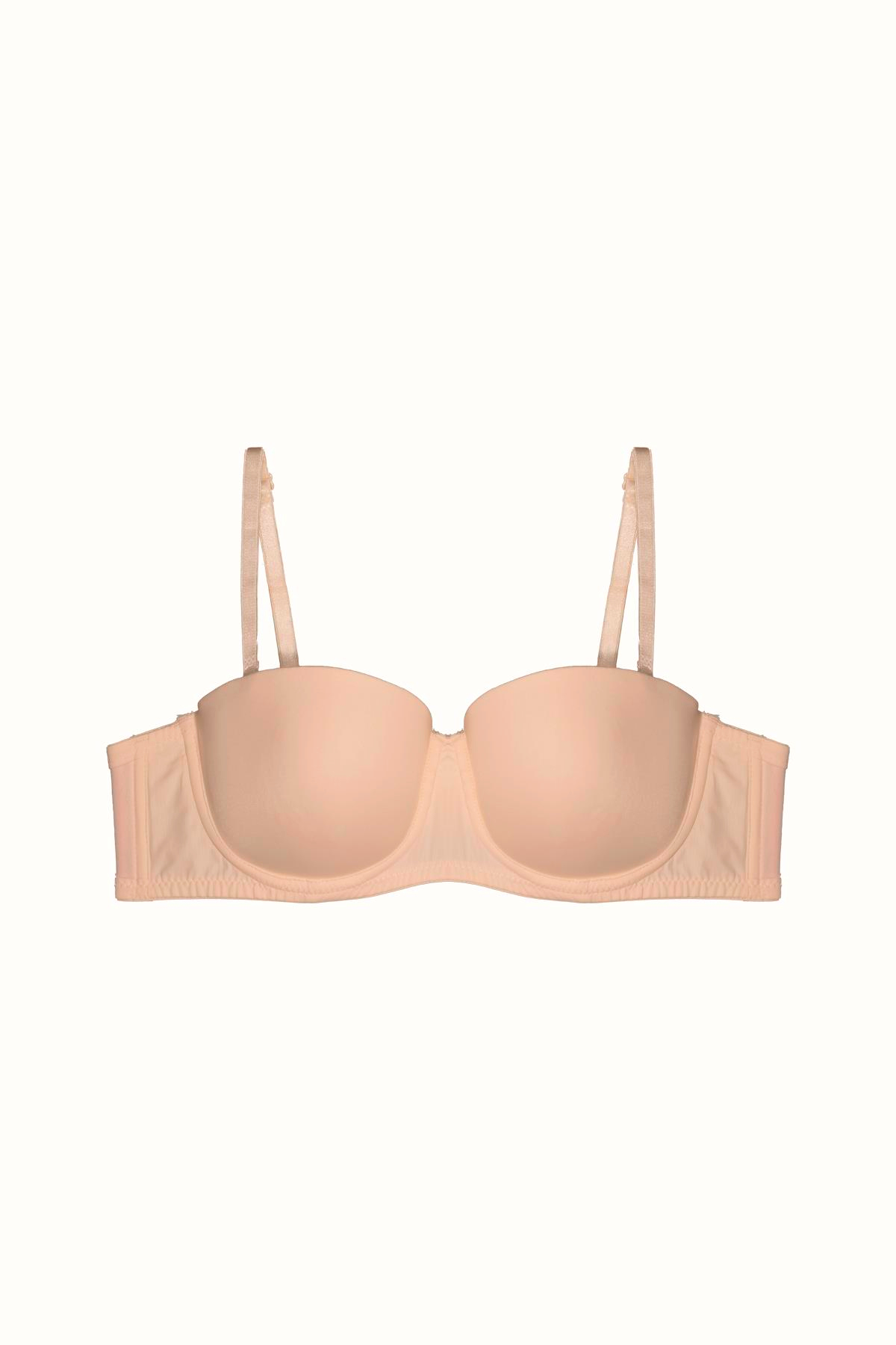 3'lü Paket Dolgusuz Straplez Yumuşak Kaplı Örme Sütyen C38020 Siyah/Beyaz/Ten