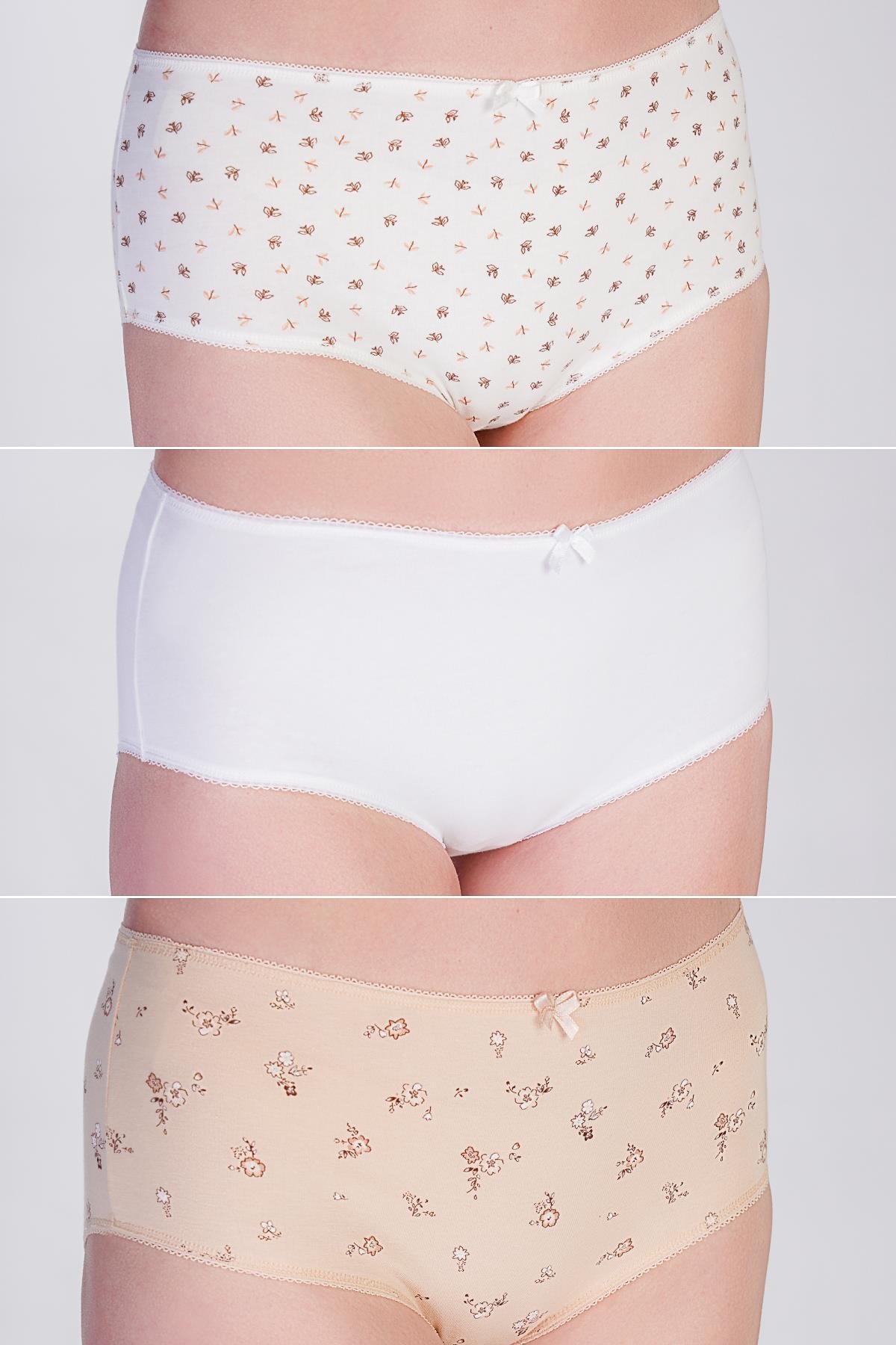 3'lü Paket Pamuklu Slip Külot 5003 Çiçekli