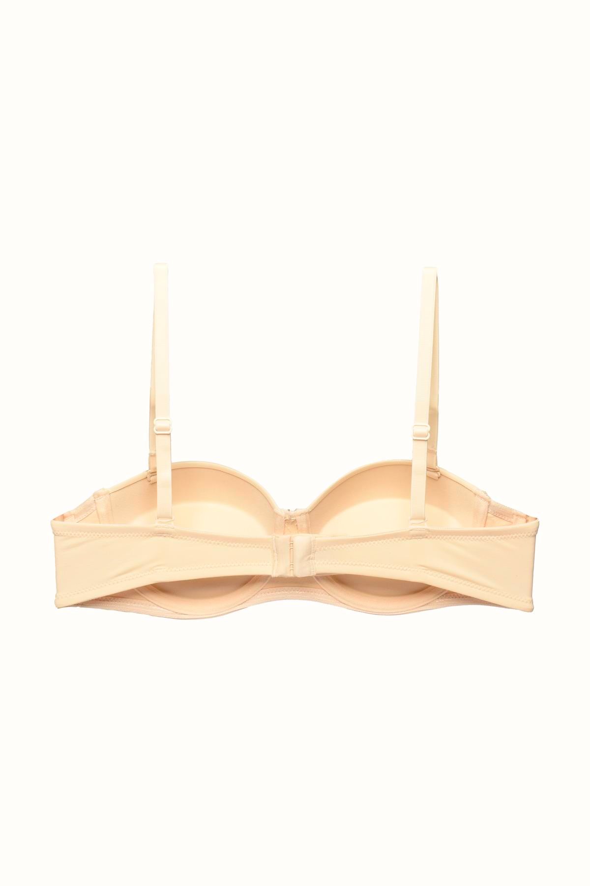 3'lü Paket Push Up Straplez Yumuşak Kaplı Örme Sütyen C37055 Siyah/Ten