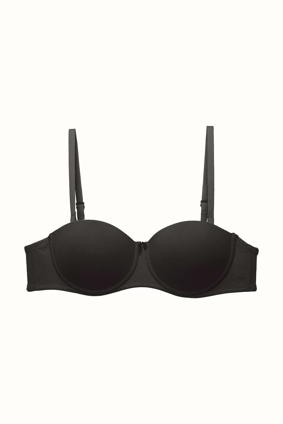 3'lü Paket Push Up Straplez Yumuşak Kaplı Örme Sütyen C37055 Siyah/Ten