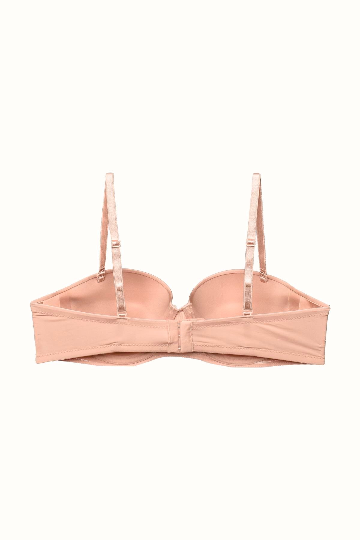 3'lü Paket Push Up Straplez Yumuşak Kaplı Örme Sütyen C38025 Siyah/Ten