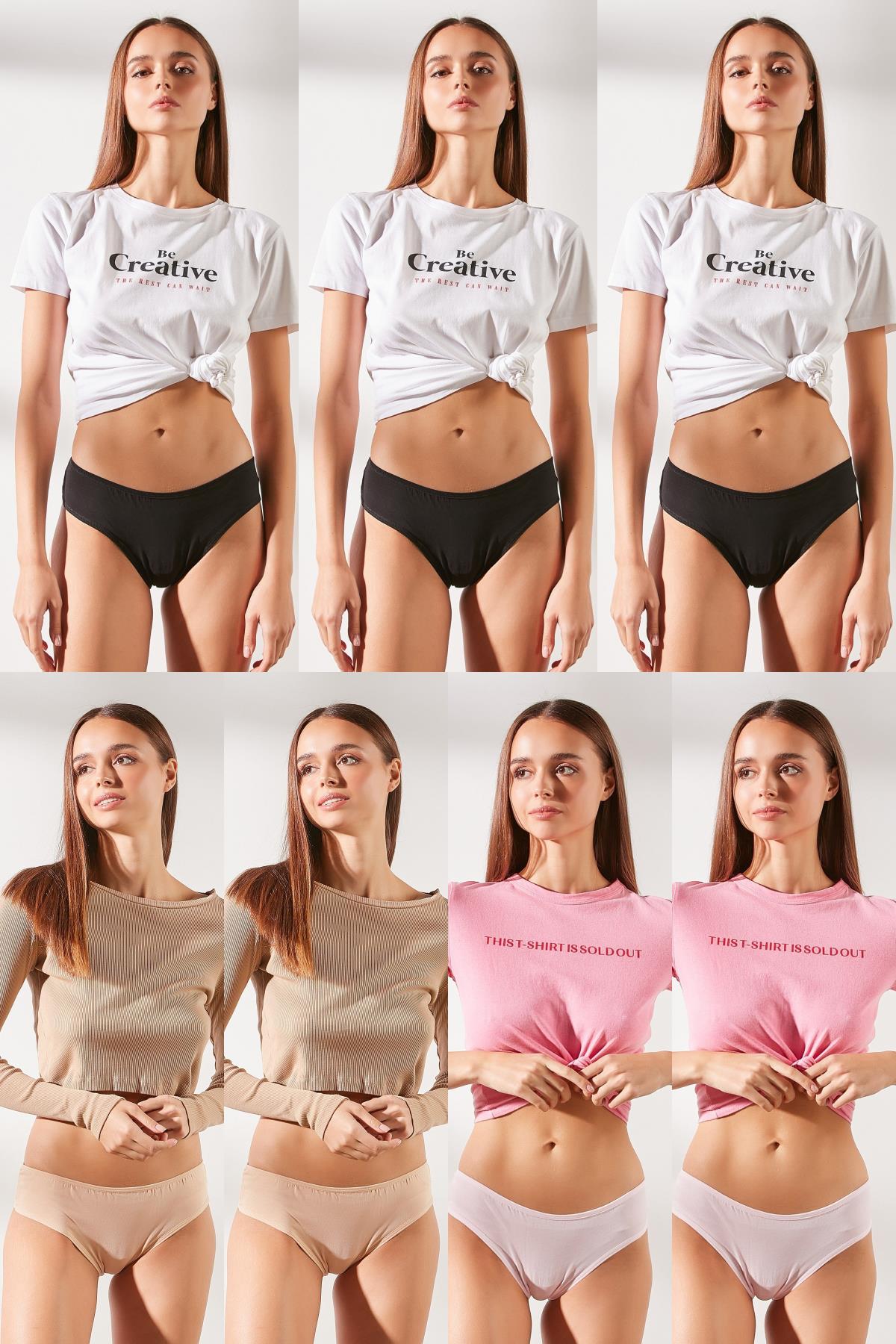 7 li Paket Brazilian Külot 595 Pudra/Siyah/Ten