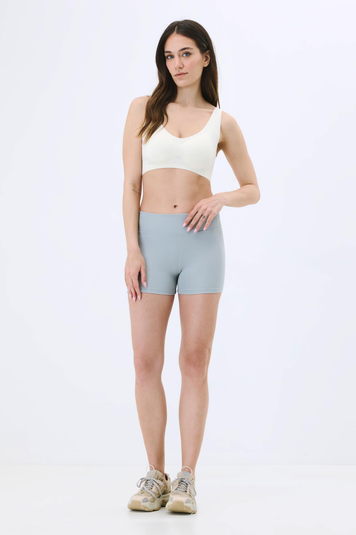 Active Kadın Yüksek Bel Şort Gri