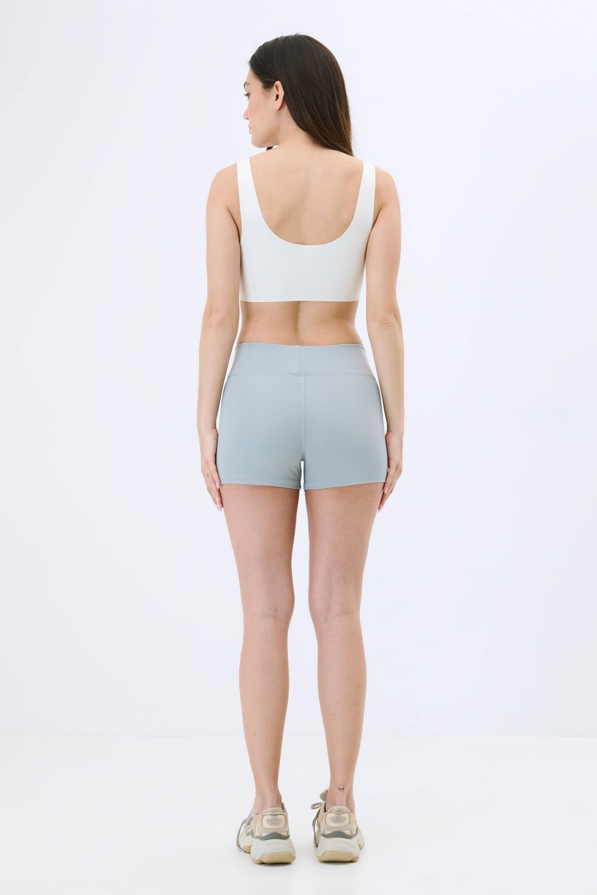 Active Kadın Yüksek Bel Şort Gri