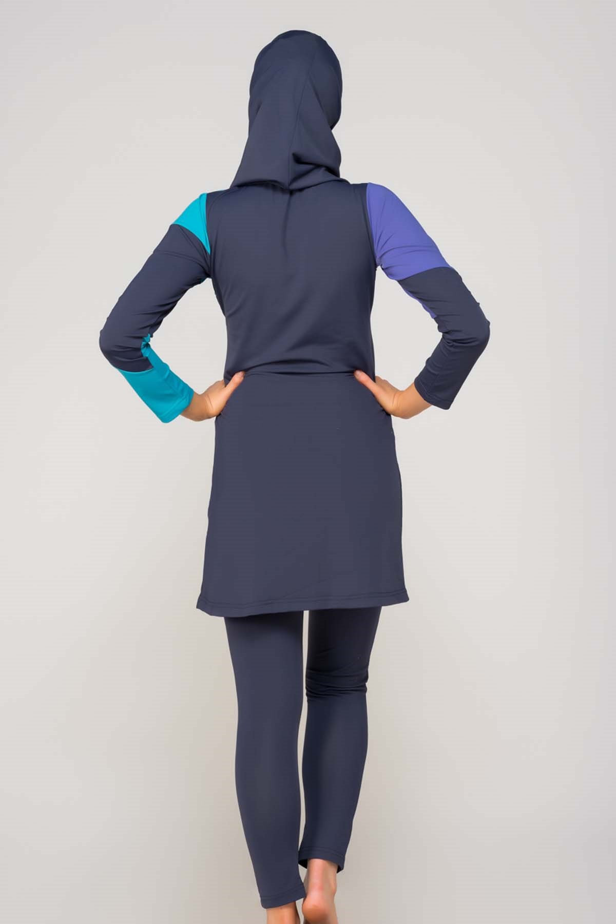 Alfasa 208 Uzun Kol Taytlı Tam Kapalı Tesettür Mayo Lacivert
