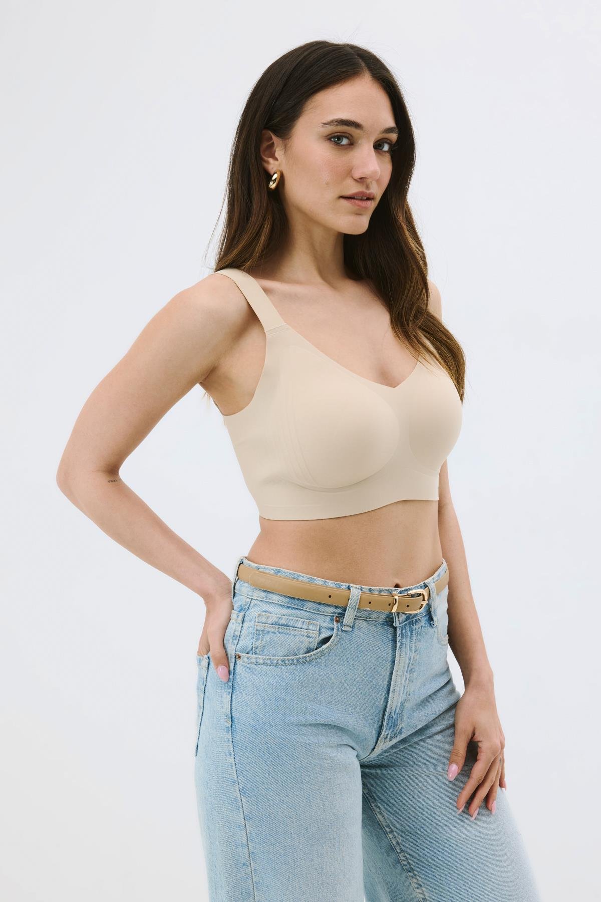 Balensiz Dikişsiz Lazer Çıkarılabilir Pedli Sütyen C26155 Ten