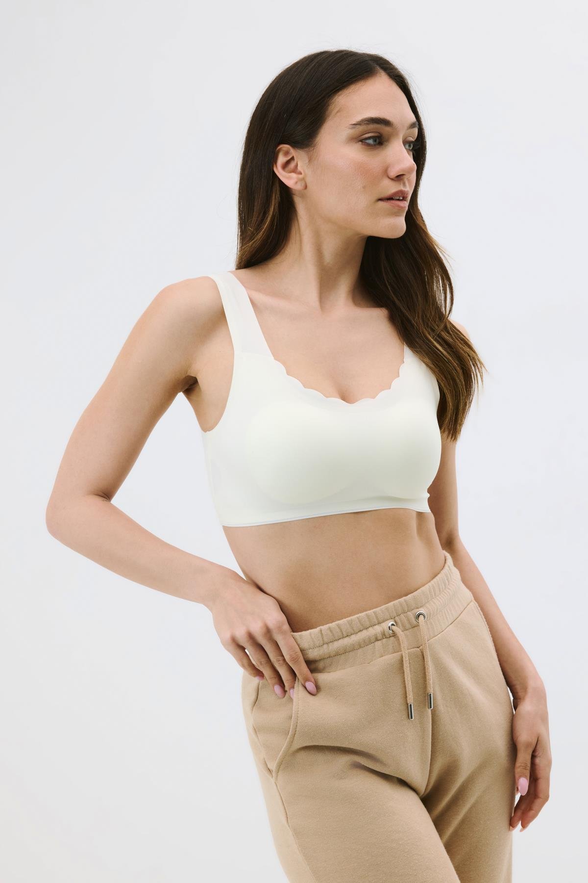 Balensiz Dikişsiz Lazer Çıkarılabilir Pedli Sütyen C26130 Ekru