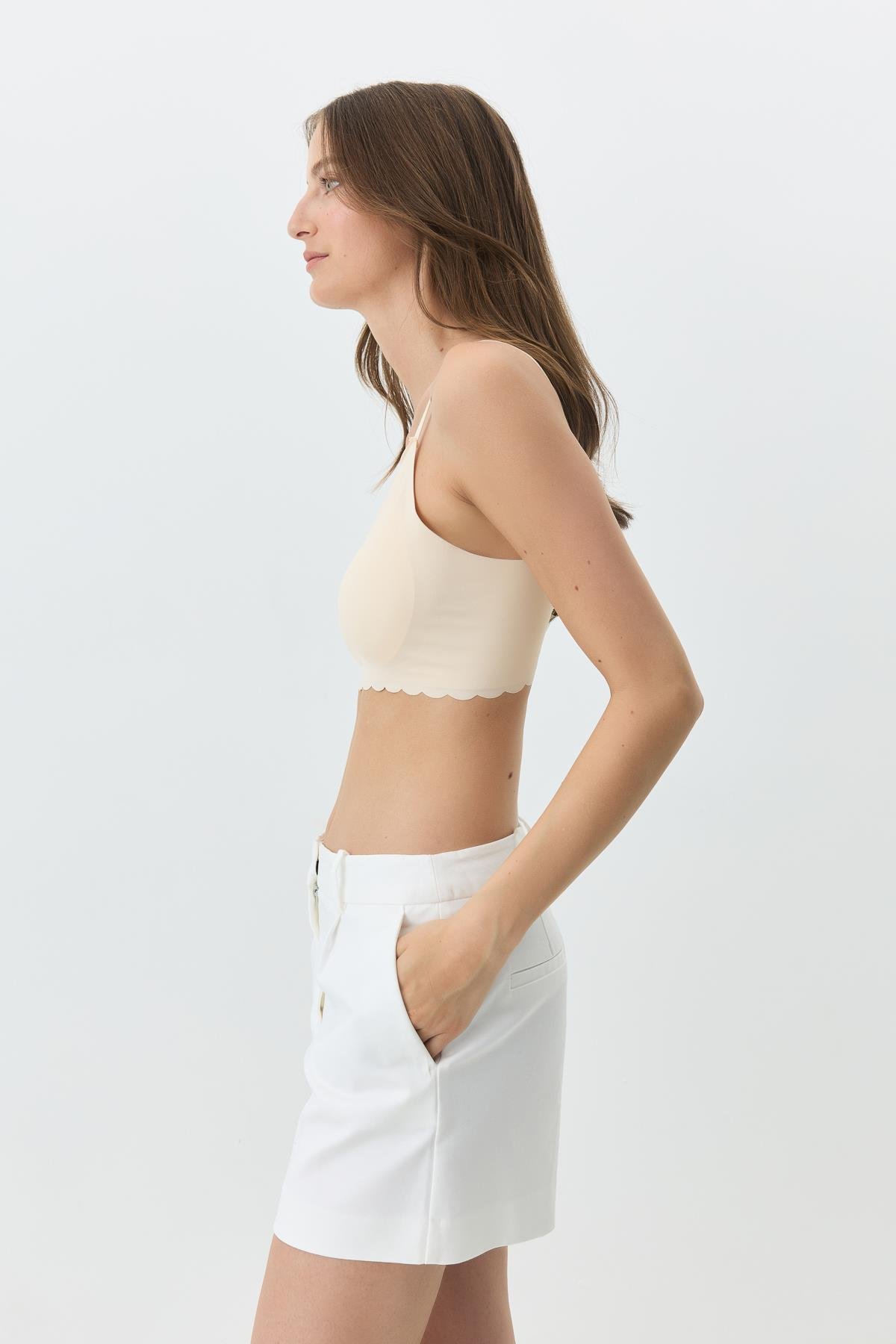 Balensiz Dikişsiz Lazer Kesim Sütyen Çıkarılabilir Pedli 1020 Ten