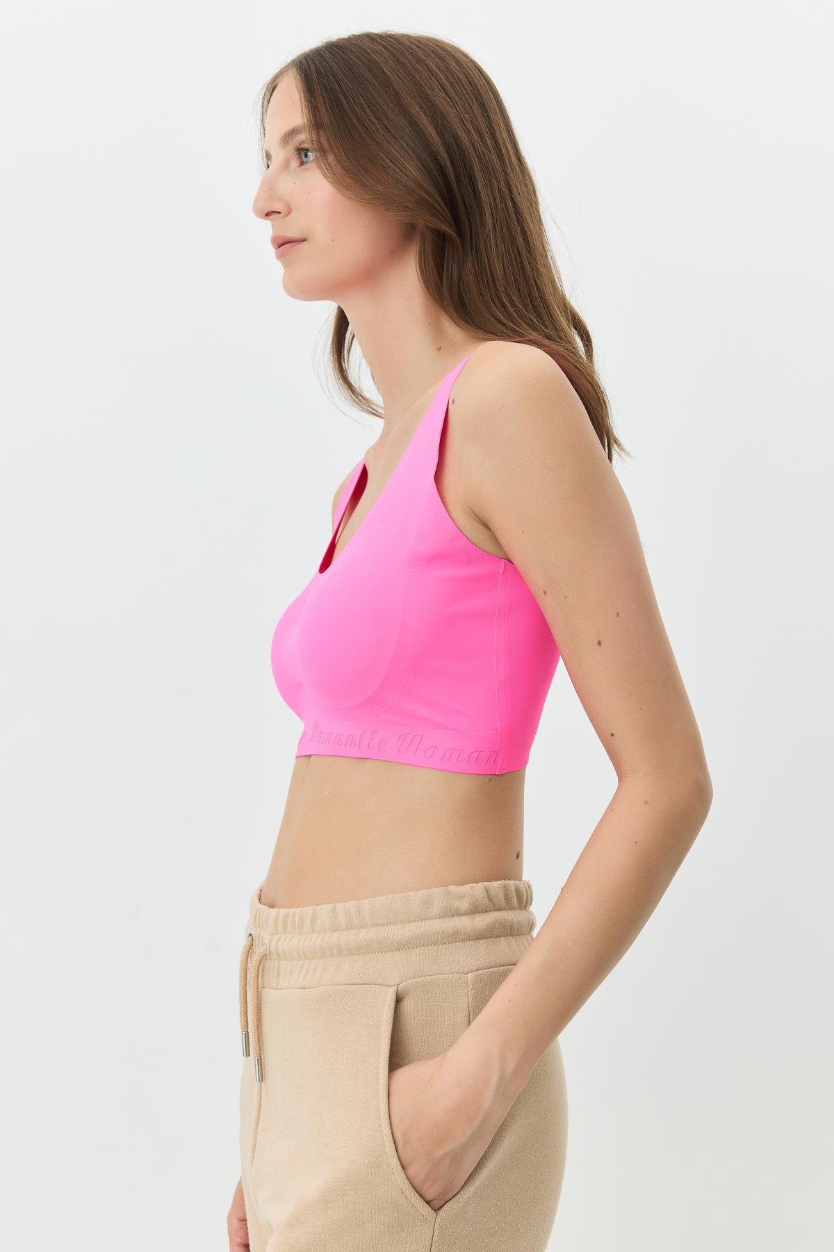 Balensiz Dikişsiz Lazer Kesim Sütyen Çıkarılabilir Pedli 1016 Fuşya