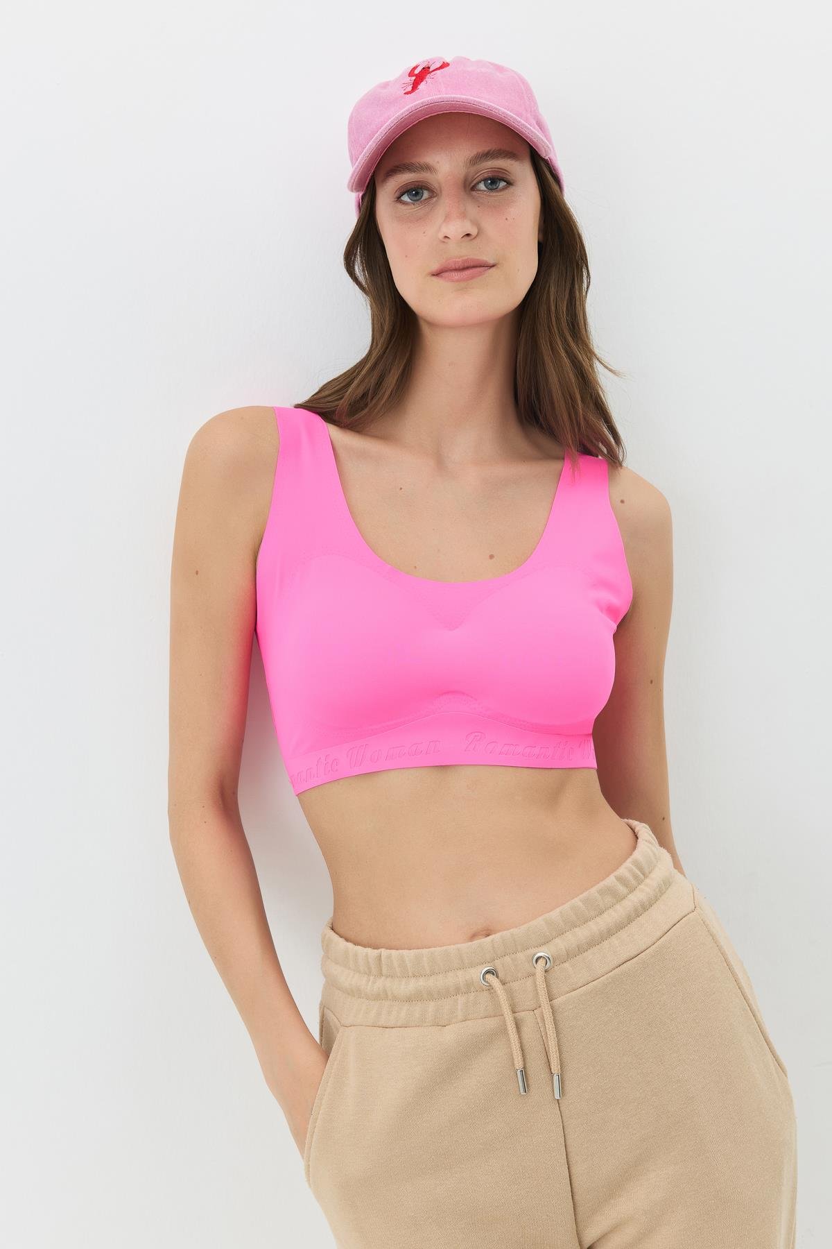 Balensiz Dikişsiz Lazer Kesim Sütyen Çıkarılabilir Pedli 1016 Fuşya