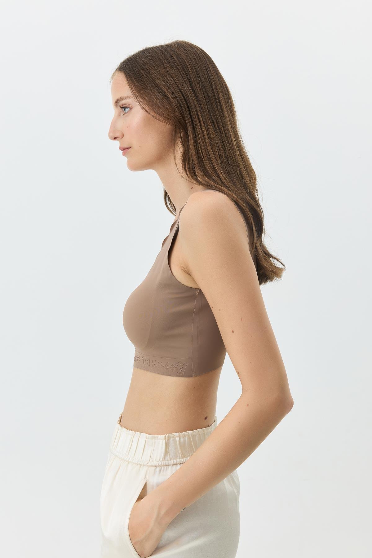 Balensiz Dikişsiz Lazer Kesim Sütyen Çıkarılabilir Pedli 1013 Cappucino