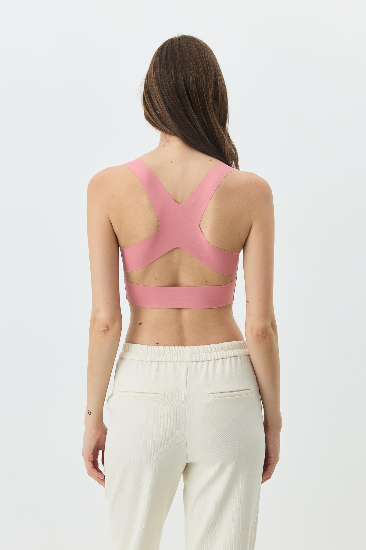 Balensiz Dikişsiz Lazer Kesim Sütyen Çıkarılabilir Pedli 1015 Mercan