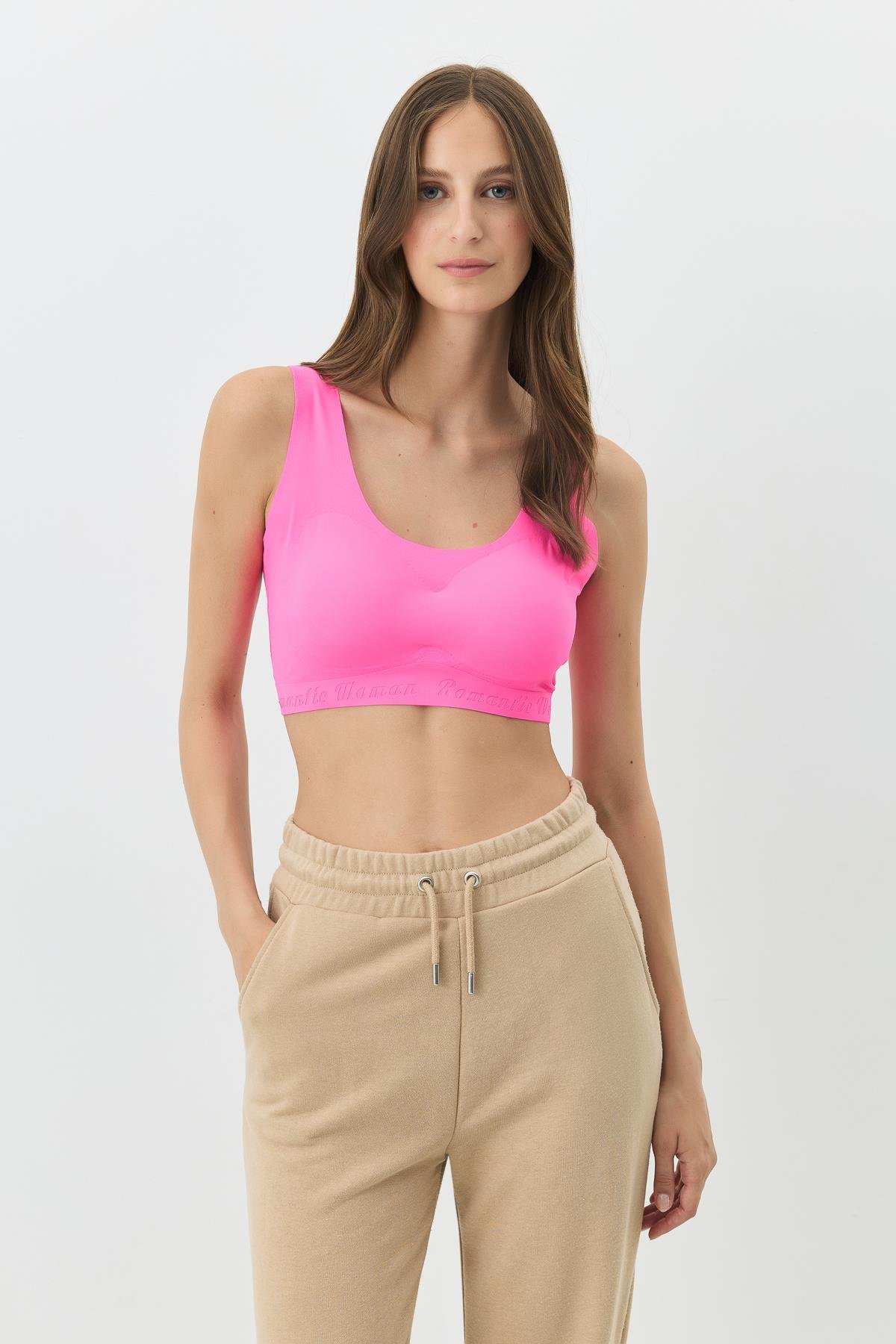 Balensiz Dikişsiz Lazer Kesim Sütyen Çıkarılabilir Pedli 1016 Fuşya