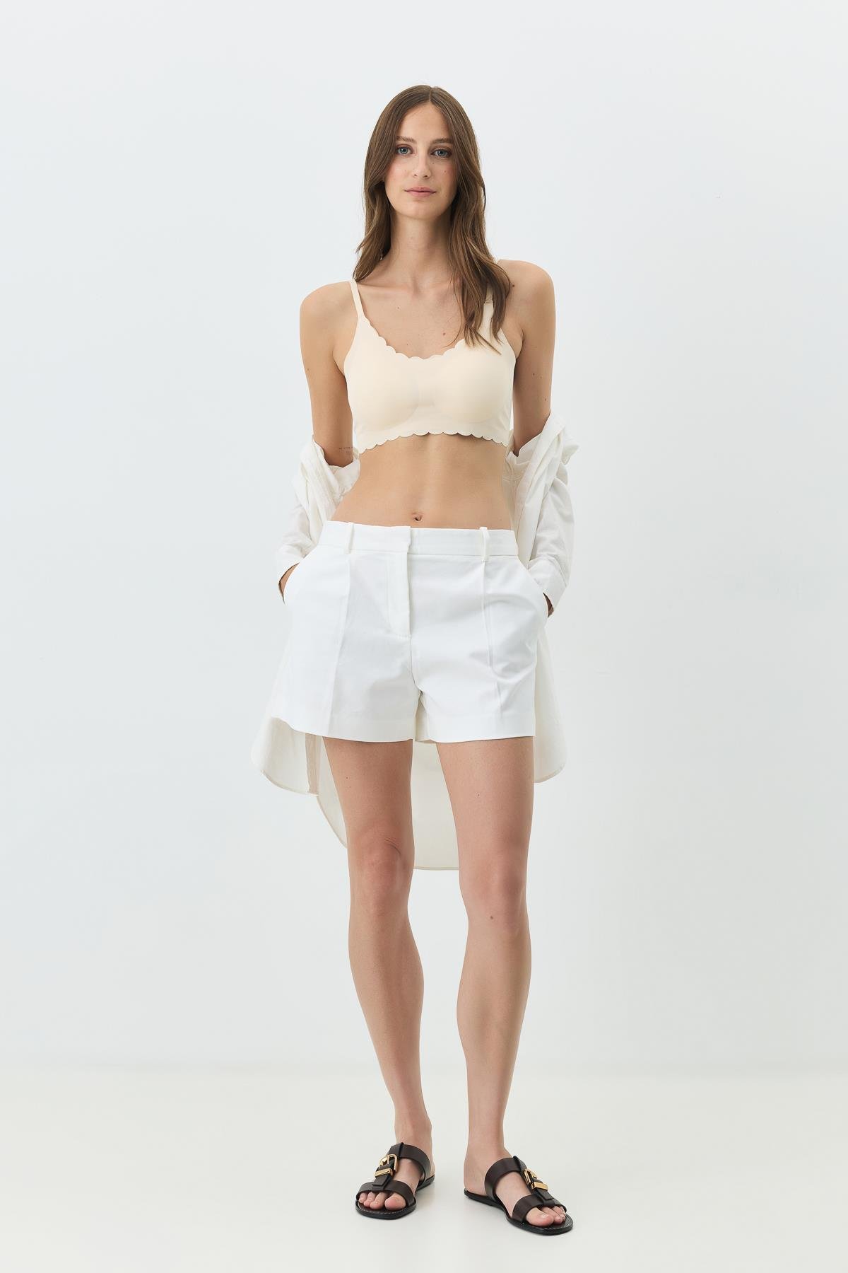 Balensiz Dikişsiz Lazer Kesim Sütyen Çıkarılabilir Pedli 1020 Ten