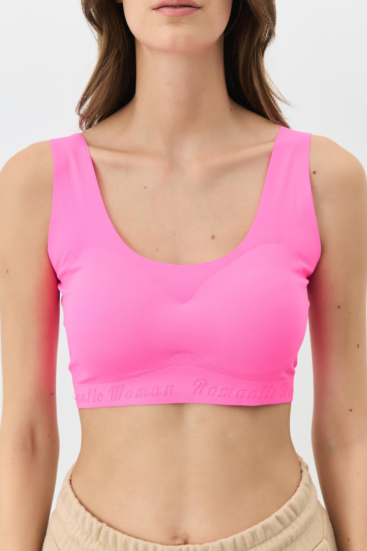 Balensiz Dikişsiz Lazer Kesim Sütyen Çıkarılabilir Pedli 1016 Fuşya