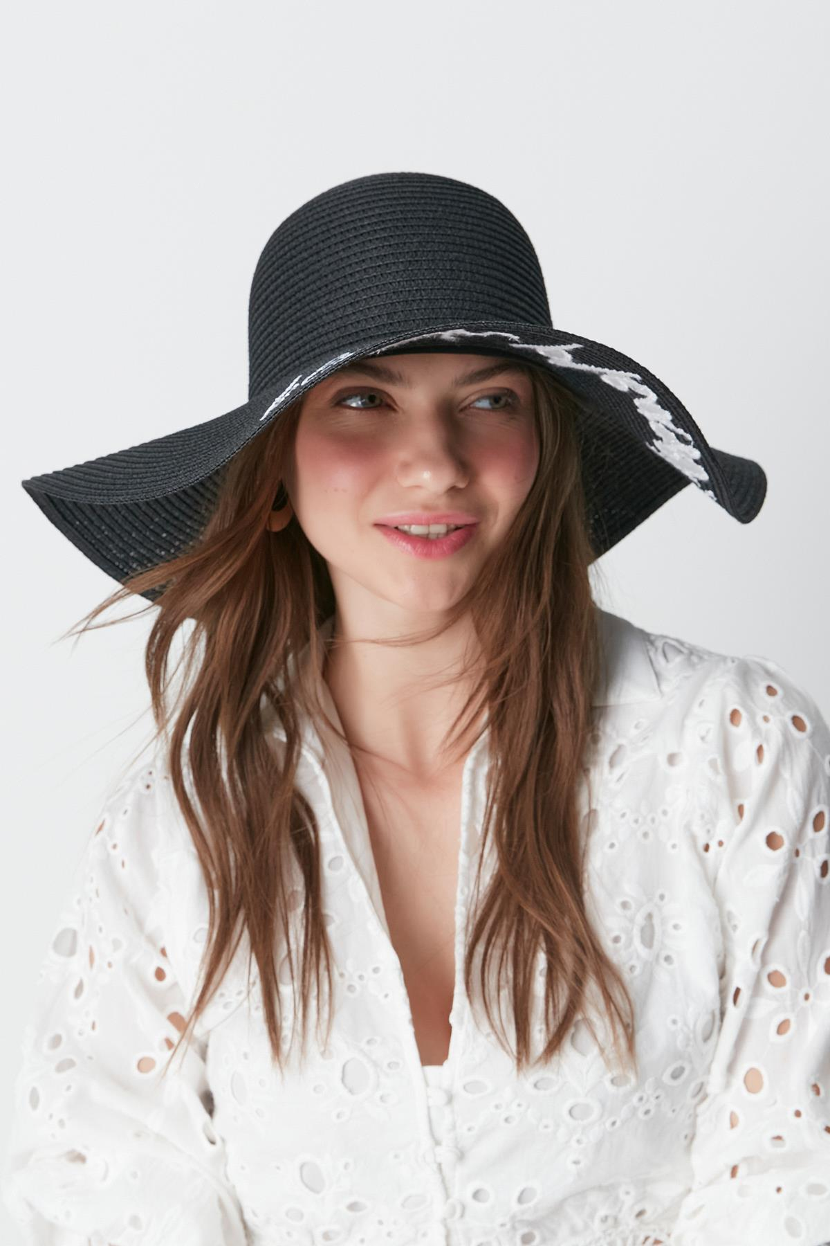 Beach Please Hasır Plaj Şapkası Y8203 Siyah