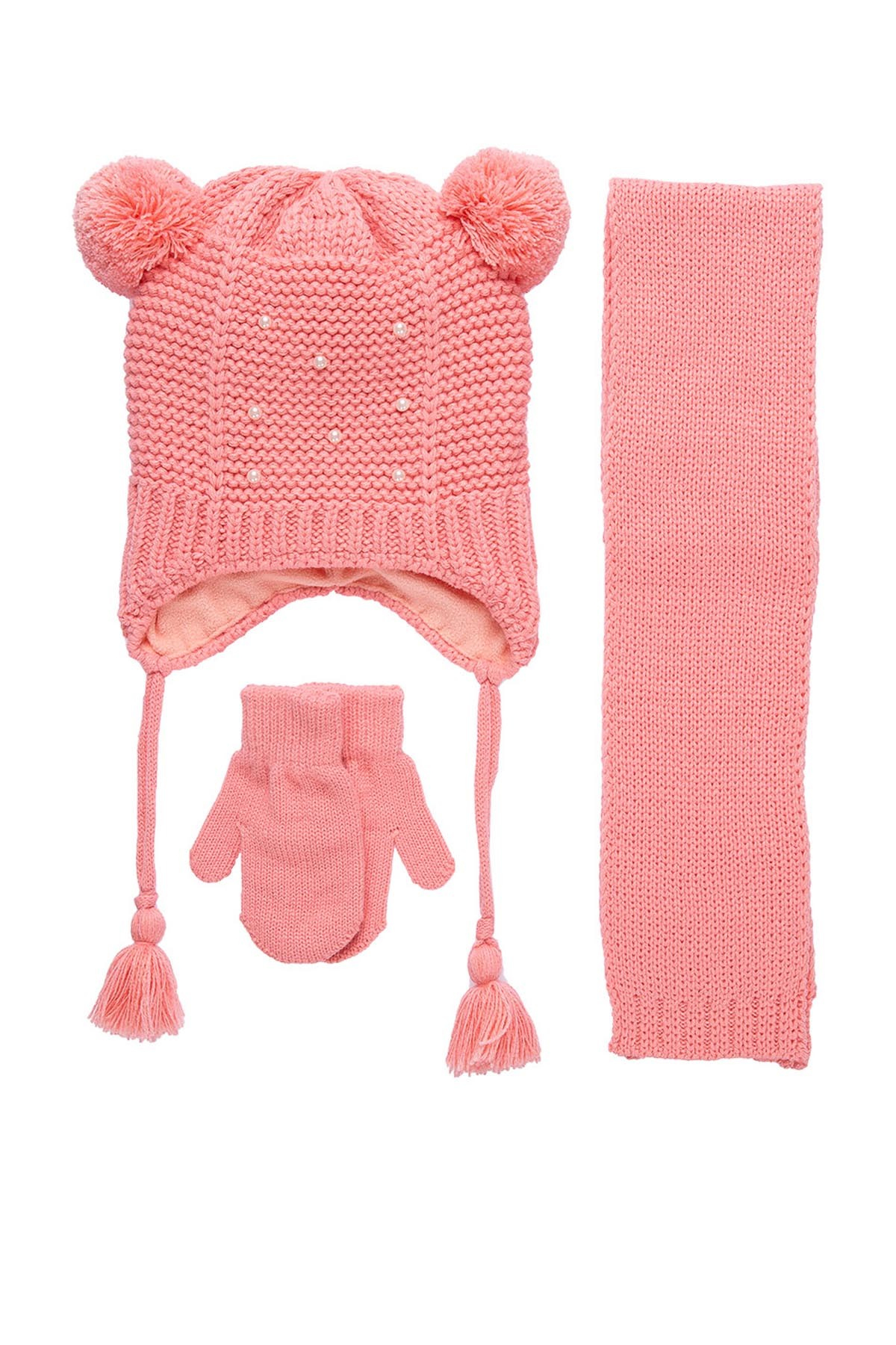 Bebek 1-4 Yaş 3'lü Atkı Bere Eldiven Takım K9920 Pembe
