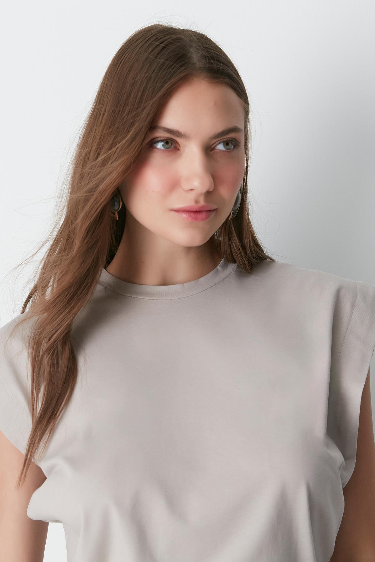 Bisiklet Yaka Kısa Kol 2'li Basic T-Shirt 958 Haki/Gri