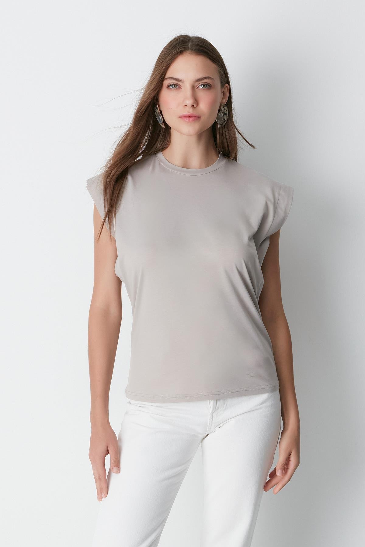 Bisiklet Yaka Kısa Kol 2'li Basic T-Shirt 958 Haki/Gri