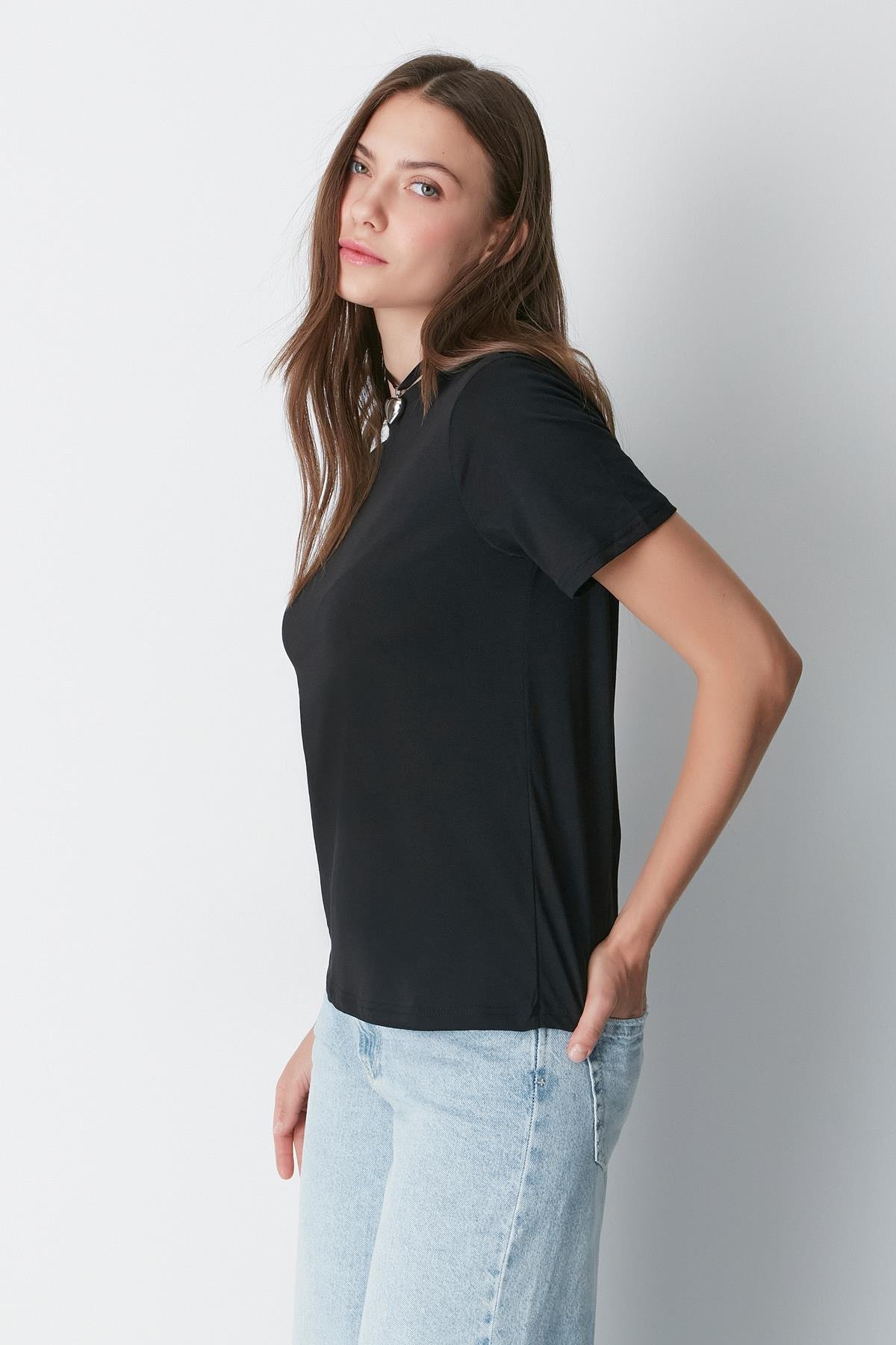 Bisiklet Yaka Kısa Kol 2'li Basic T-Shirt 960 Siyah