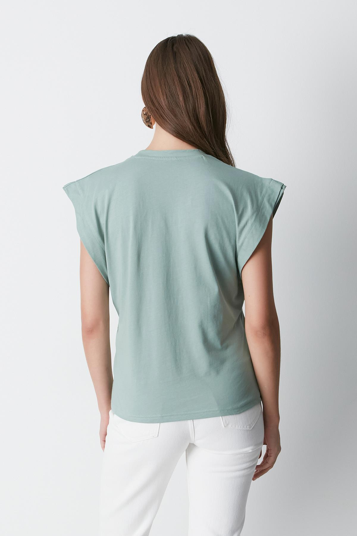 Bisiklet Yaka Kısa Kol 2'li Basic T-Shirt 958 Çağla/İndigo