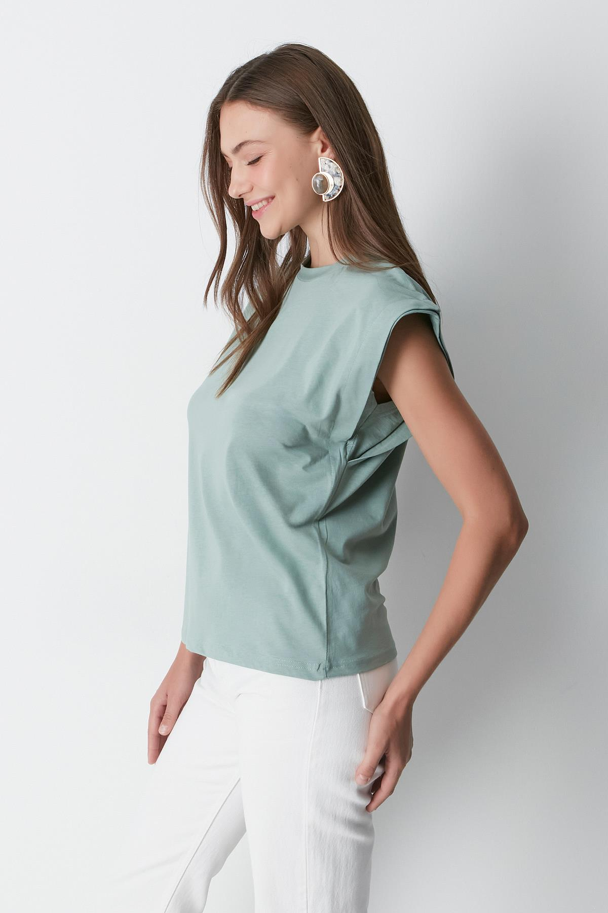 Bisiklet Yaka Kısa Kol 2'li Basic T-Shirt 958 Çağla/İndigo