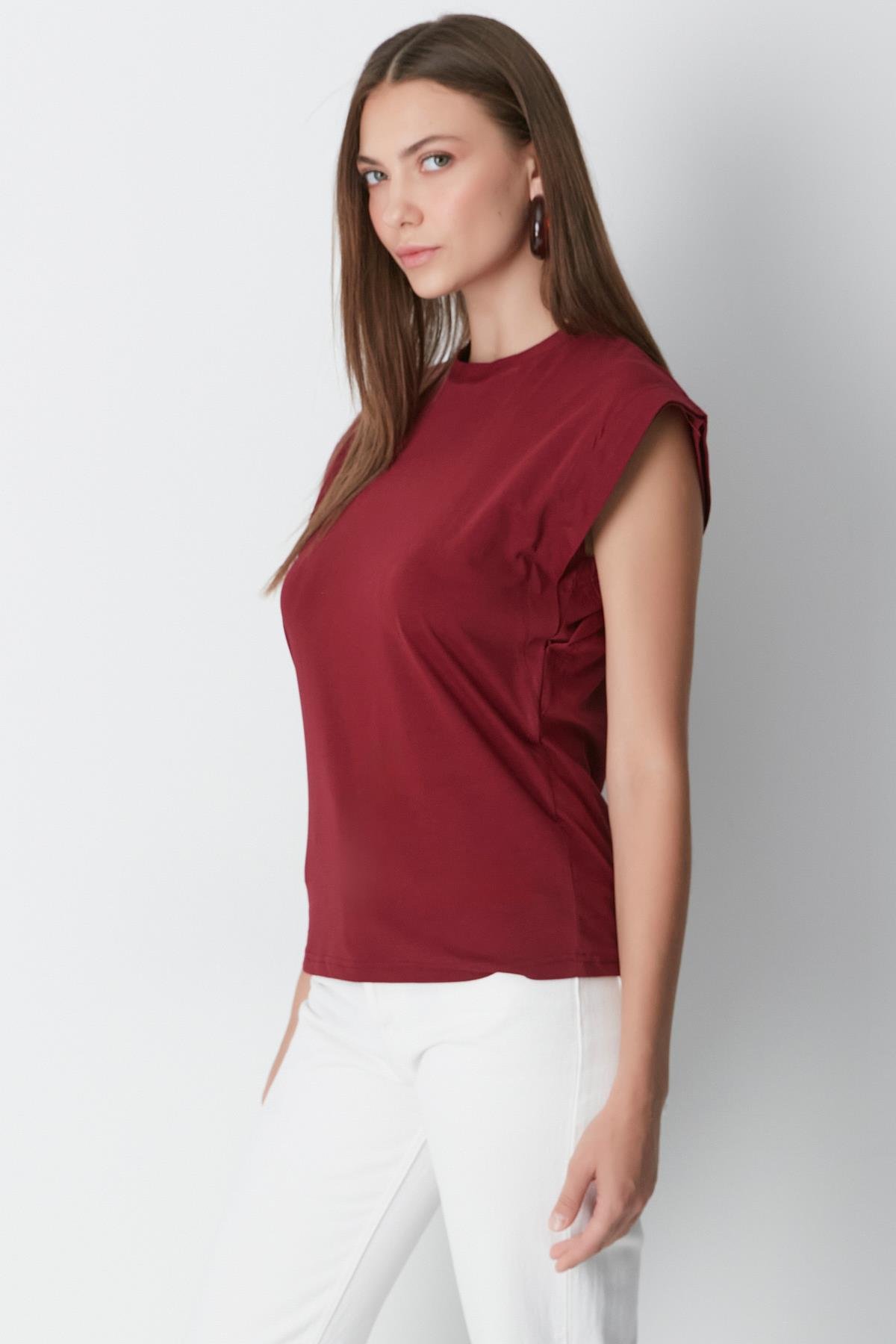 Bisiklet Yaka Kısa Kol 2'li Basic T-Shirt 958 Gül Kurusu/Bordo