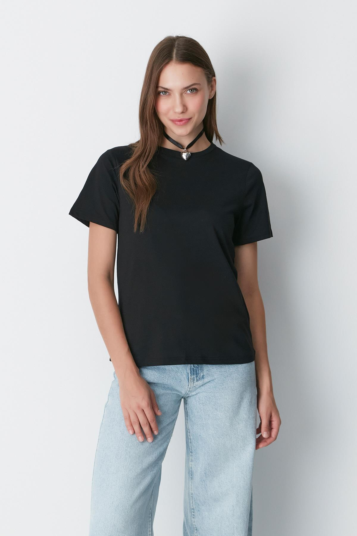 Bisiklet Yaka Kısa Kol 2'li Basic T-Shirt 960 Siyah/Beyaz