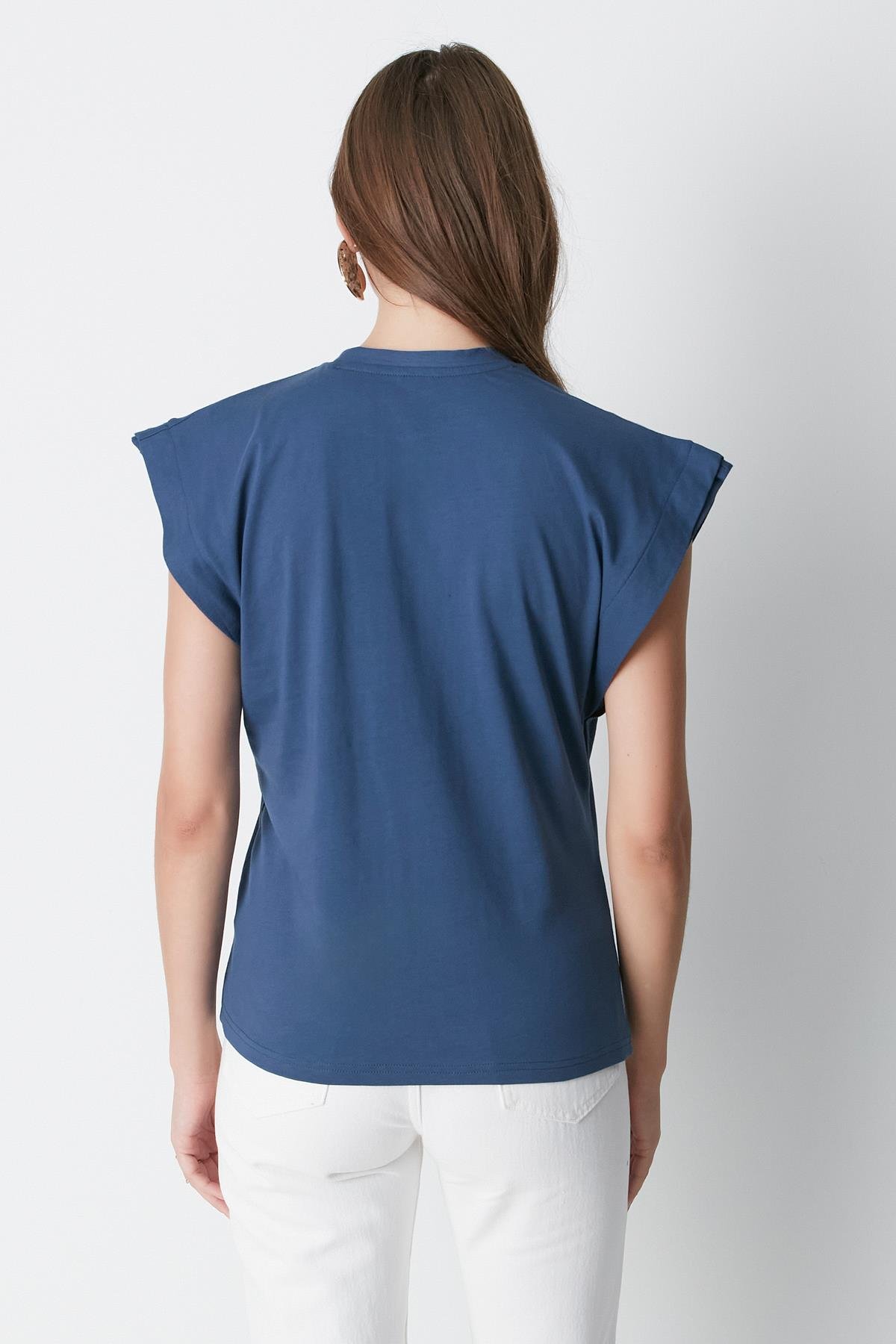 Bisiklet Yaka Kısa Kol 2'li Basic T-Shirt 958 Çağla/İndigo