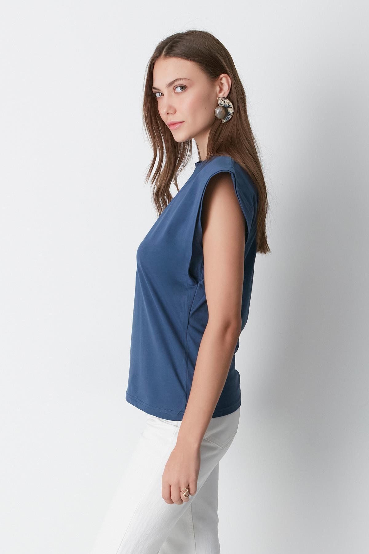 Bisiklet Yaka Kısa Kol 2'li Basic T-Shirt 958 Çağla/İndigo