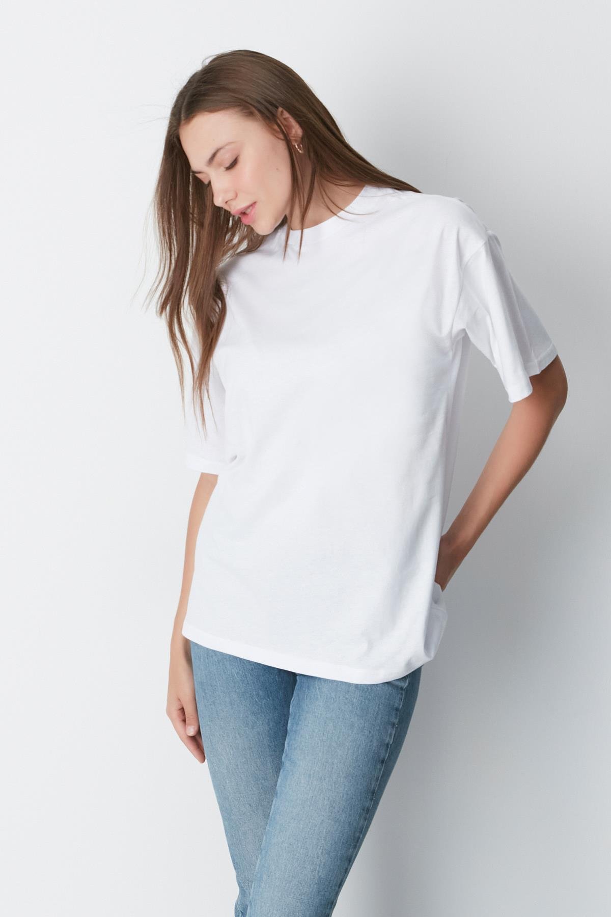 Bisiklet Yaka Kısa Kol 2'li Casual Basic T-Shirt 961 Siyah/Beyaz