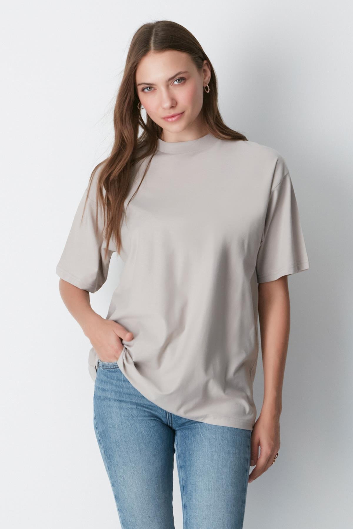 Bisiklet Yaka Kısa Kol 2'li Casual Basic T-Shirt 961 İndigo/Gri