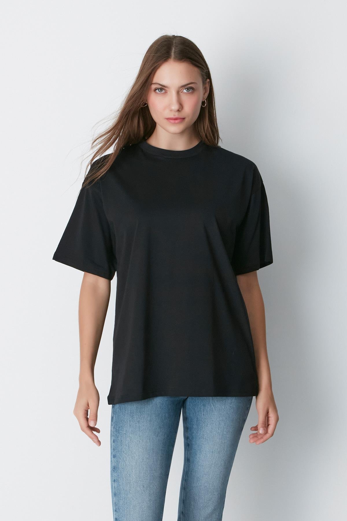 Bisiklet Yaka Kısa Kol 2'li Casual Basic T-Shirt 961 Siyah/Beyaz