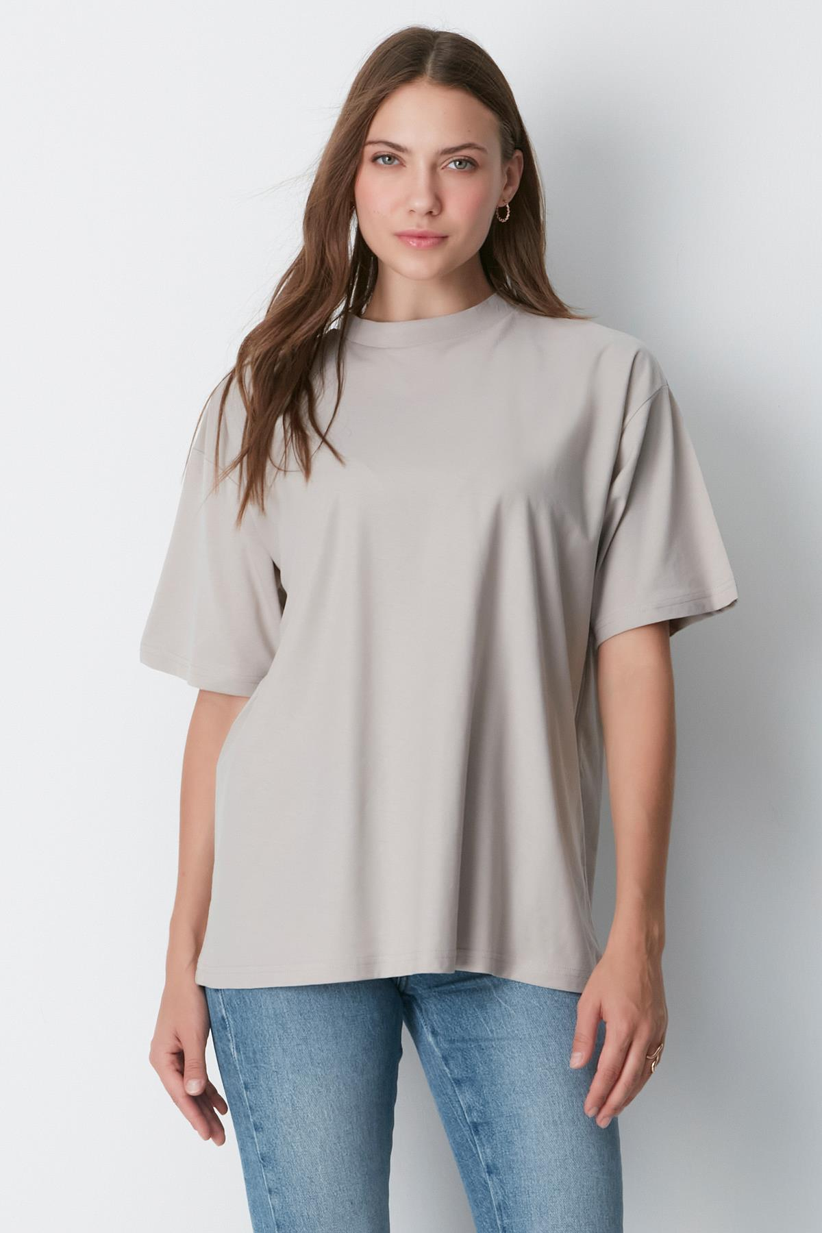 Bisiklet Yaka Kısa Kol 2'li Casual Basic T-Shirt 961 İndigo/Gri