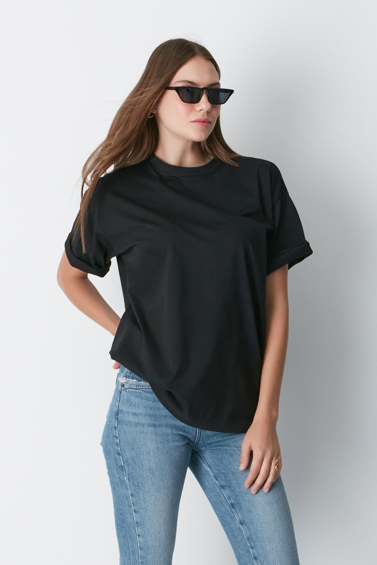 Bisiklet Yaka Kısa Kol 2'li Casual Basic T-Shirt 961 Siyah/Beyaz