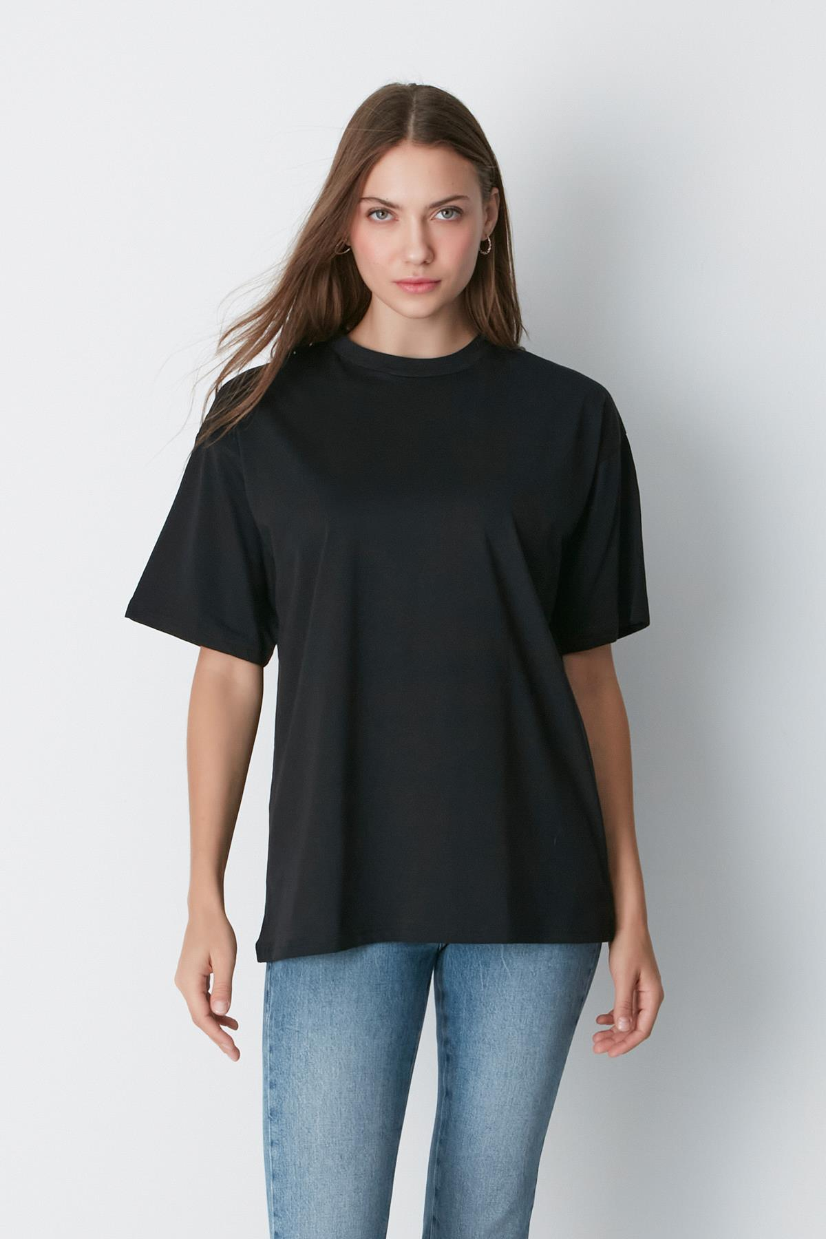 Bisiklet Yaka Kısa Kol 2'li Casual Basic T-Shirt 961 Siyah