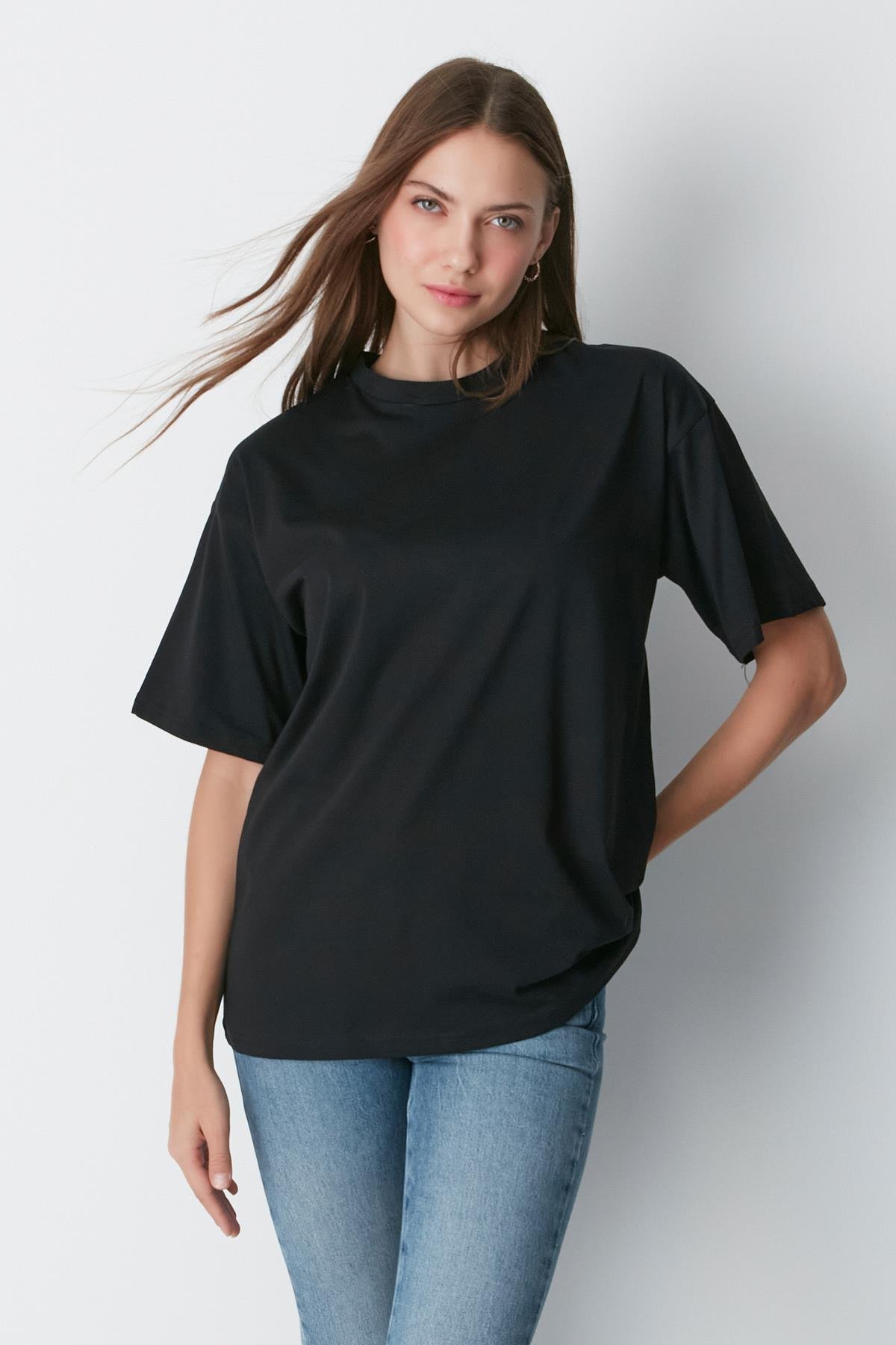 Bisiklet Yaka Kısa Kol 2'li Casual Basic T-Shirt 961 Siyah/Beyaz