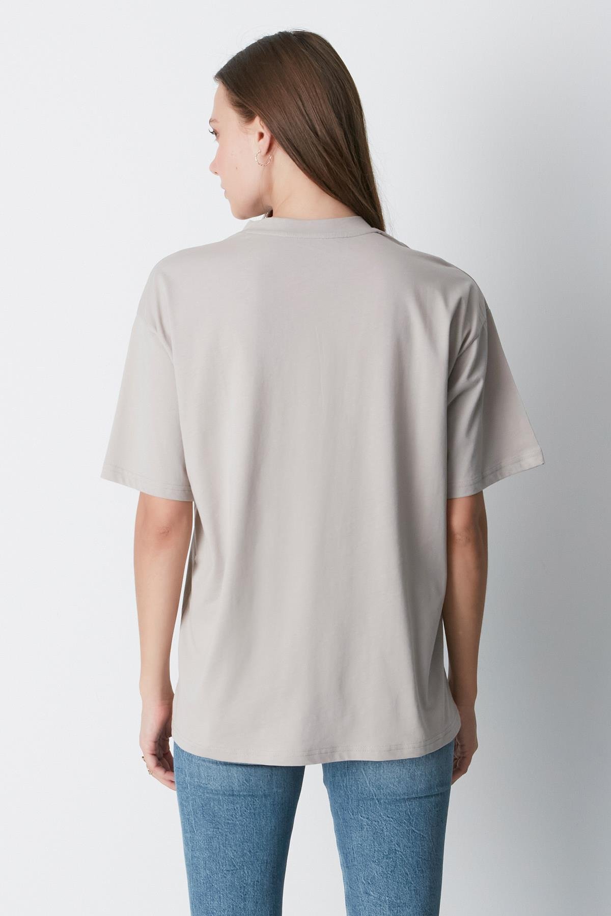 Bisiklet Yaka Kısa Kol 2'li Casual Basic T-Shirt 961 İndigo/Gri