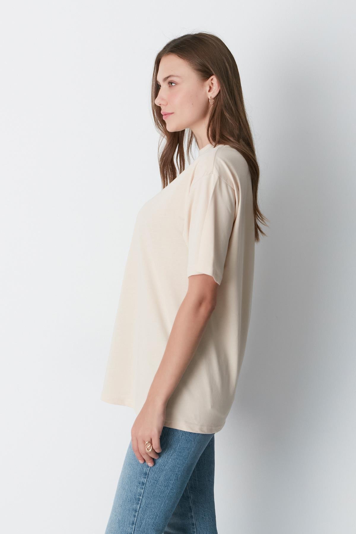 Bisiklet Yaka Kısa Kol 2'li Casual Basic T-Shirt 961 Bordo/Bej